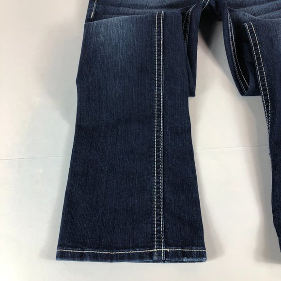 Miss Me Jeans Women's 27 Boot Cut Blue Stretch Denim Embellished Flap Pocket - Picture 3 of 16